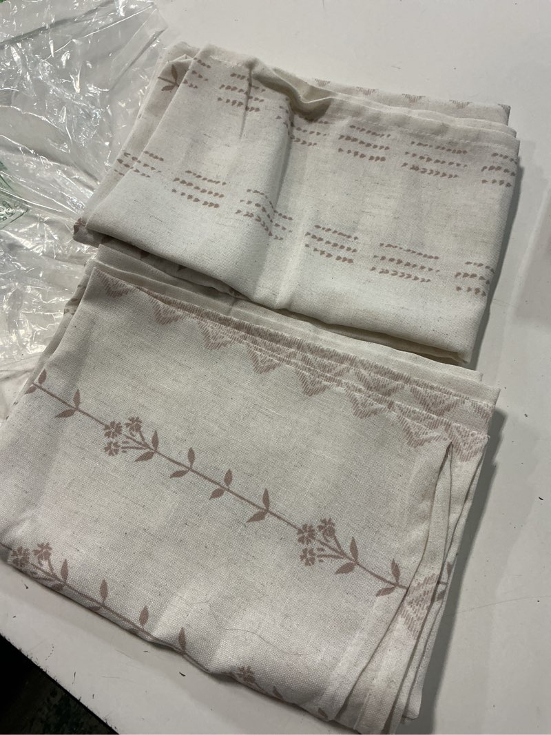 Condition photo showing Good Condition for lino rosa 48 inch curtains length boho sheer linen floral pattern vine curtains for kitchen bedroom 2 panels set 34"w x 48"l (pack of 2) taupe