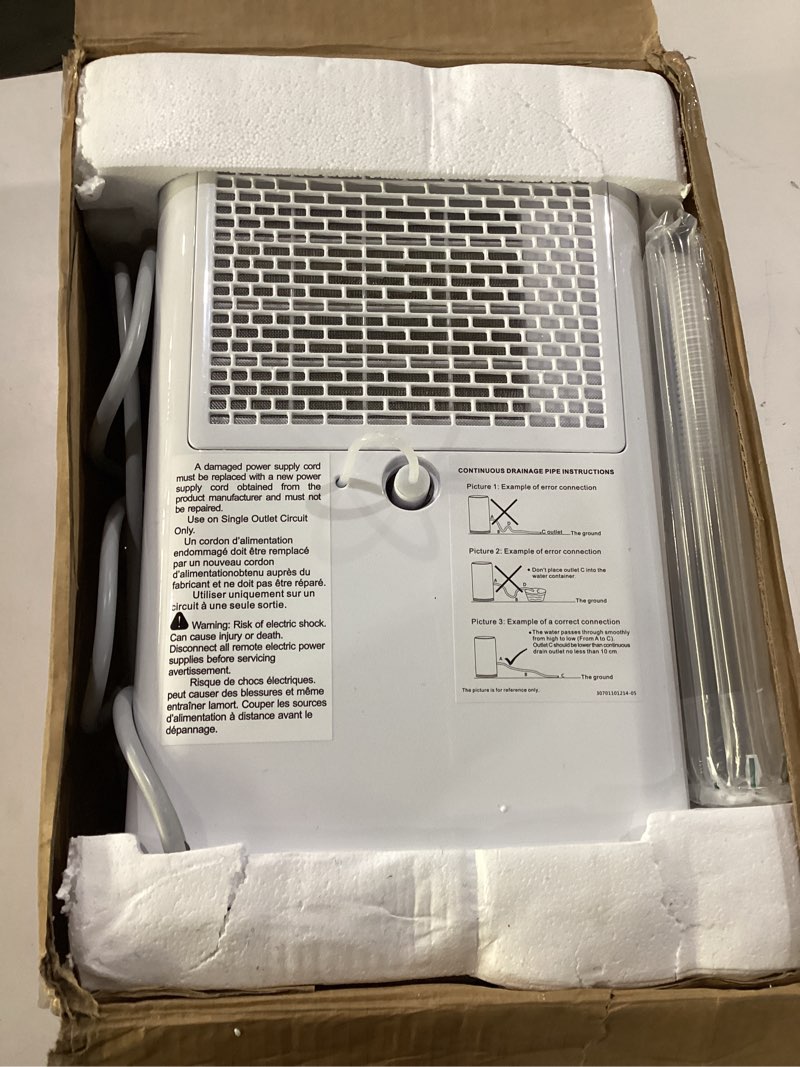 Condition photo showing Good Condition for 1600 sq.ft dehumidifier for basement,21 pints dehumidifiers for home with drain hose,3 modes, 24h timer,washable filter, intelligent humidistat for bedroom, bathroom, large room