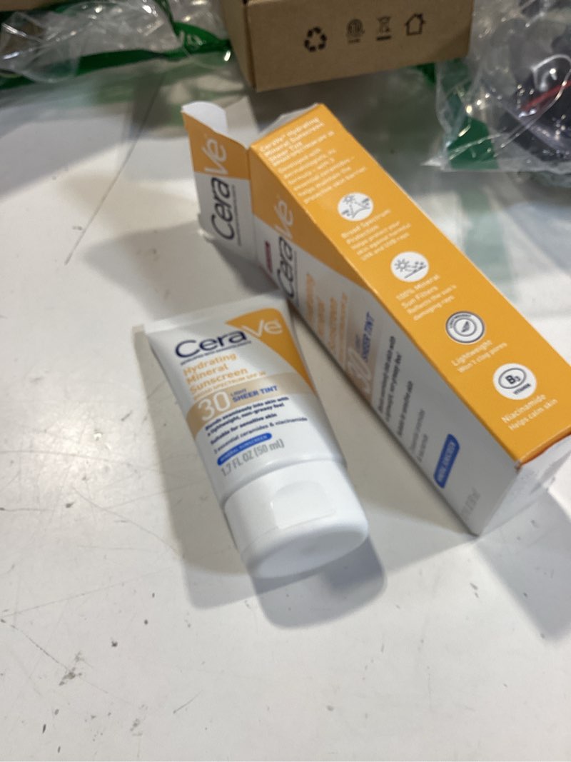 Condition photo showing Good Condition for cerave hydrating mineral sunscreen spf 30 with sheer tint, tinted mineral sunscreen with zinc oxide & titanium dioxide, blends seamlessly for healthy glow, light, 1.7 oz light 1.7 fl oz (pack of 1)