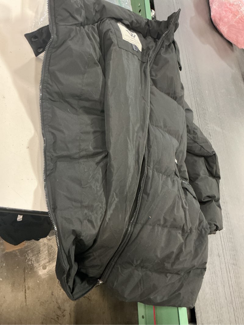 Condition photo showing As Is for WenVen Women's Warm Thickened Parka Coat Winter Puffer Jacket with Removable Hood Large Black
