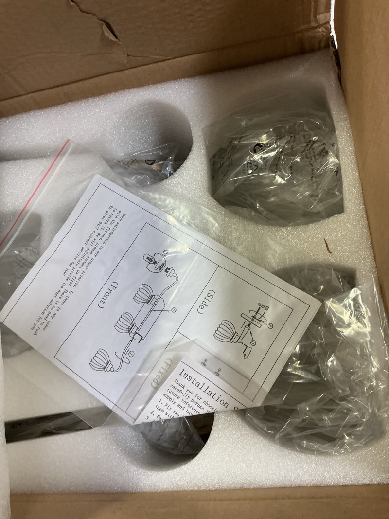 Condition photo showing New/Like New for Vintage Bathroom Light Fixtures, 4 Light Gold Bathroom Vanity Light, Matte Antique Brass Finish with Crystal Glass Shade, Wall Sconces Lighting for Bedroom, Living Room, Hallway Gold 4-Light