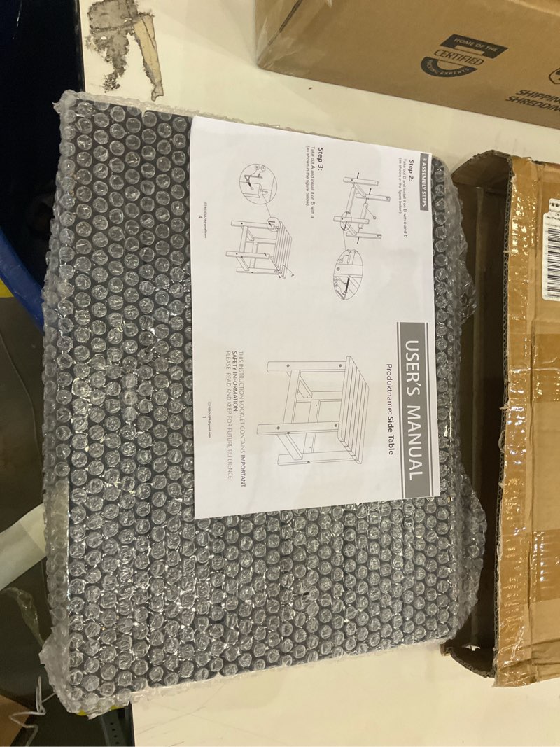 Condition photo showing New/Like New for PASAMIC Adirondack Square Outdoor Side Table, HDPE Small Outdoor Table, Patio End Table for Patio, Pool, Backyard, Weather-Resistant, Easy Maintenance (Black) Black Square 1-Tier