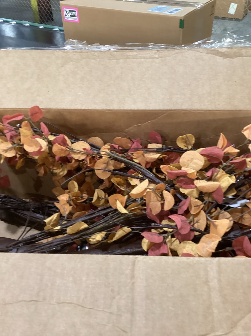 Condition photo showing As Is for Krissing 3 Pack Light Up Fall Tree, 4Ft, 5Ft, 6Ft Artificial Lighted Fall Maple Tree with Lights Fake Autumn Maple Tree for Fall Home Indoor Outdoor Thanksgiving Fall Decor Orange 4FT 5FT 6FT