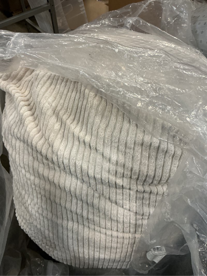 Condition photo showing As Is for MAXYOYO Giant Bean Bag Chair with Pillow, 3 in 1 Convertible Bean Bag Chair for Adults with Washable Cover, Removable Floor Cushion Stuffed Floor Lounger for Living Room Bedroom, White, Full Full Corded White