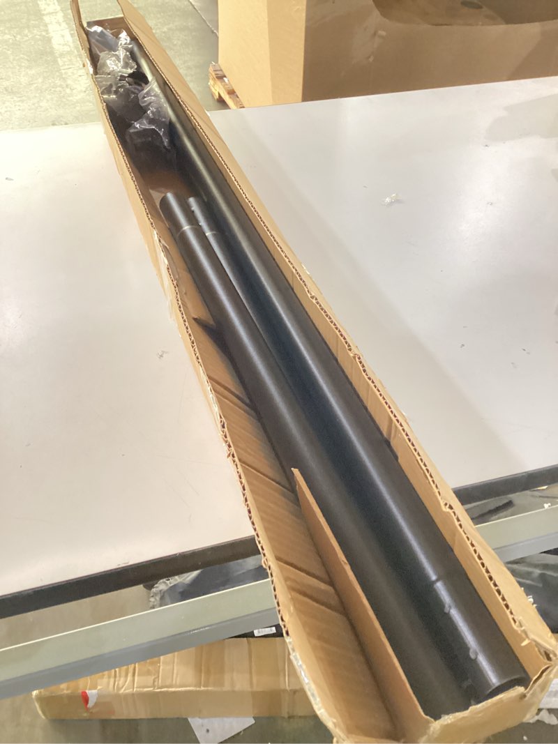 Condition photo showing New/Like New for Tension Curtain Rod 51-145In(4.25-12.08Ft), Extra Long Curtain Rod No Drilling for Window or Bathroom Patio, Adjustable Spring Shower Curtain Rod, Easy to Install Never Rust Rod Diameter 1.26In-Black Black 51''-145''