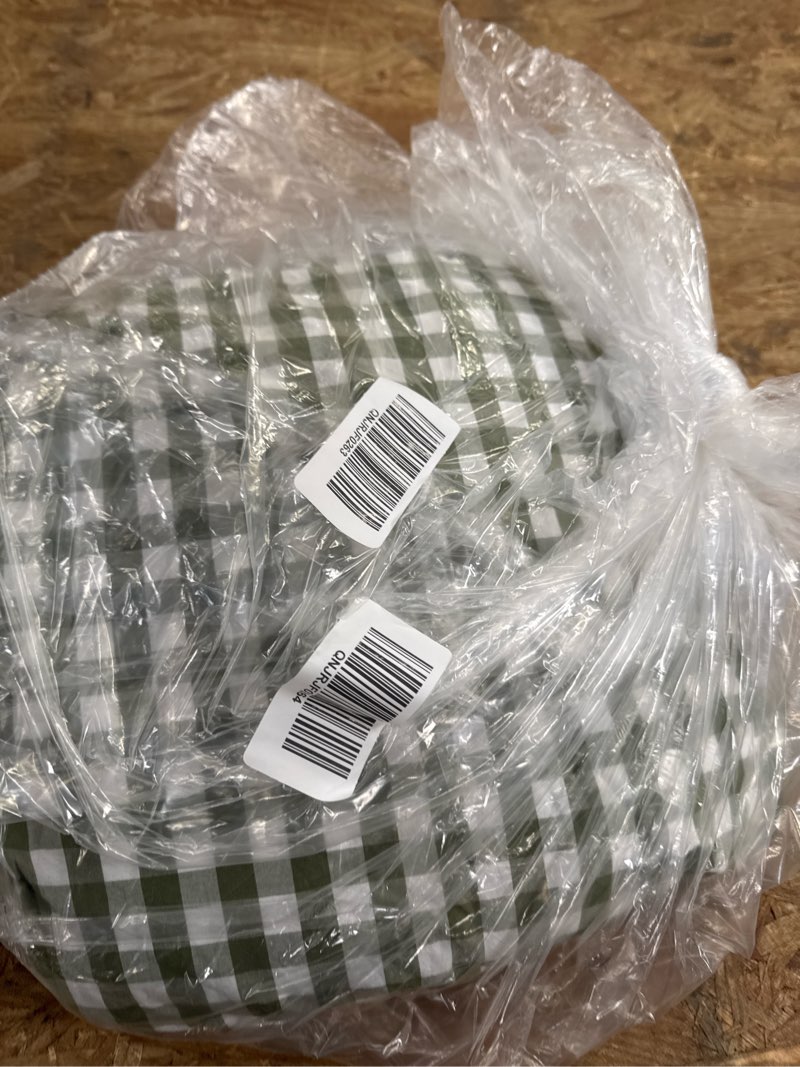 classic organic percale gingham sheet set, queen, olive