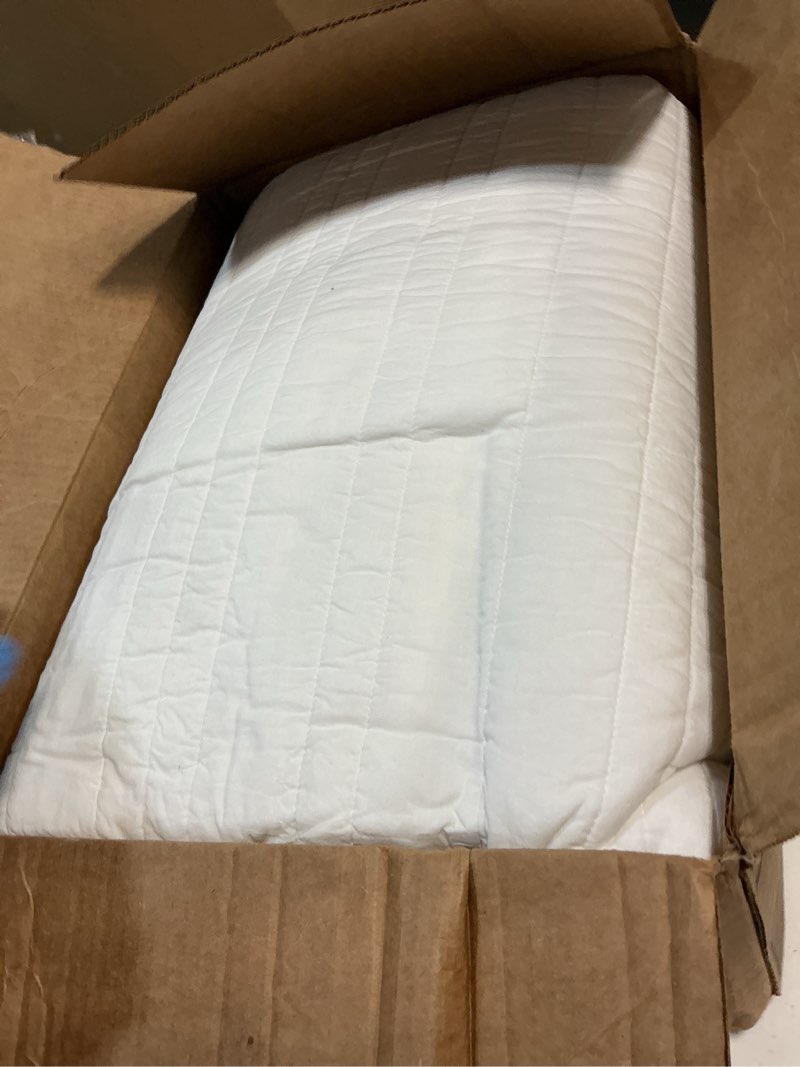 Condition photo showing As Is for quince organic cotton stripe stitch quilt set, king/cal king, white