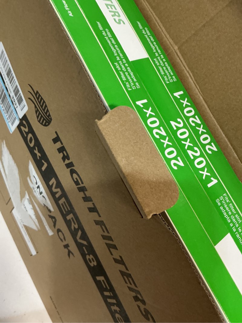Condition photo showing New/Like New for 20x20x1 air filter 4 pack, merv 8 pleated dust defense air filters replacement air conditioner hvac ac furnace filter, durable and lightweight