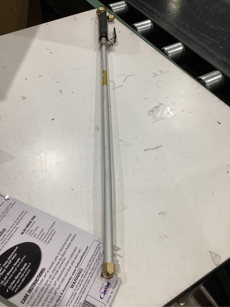 Condition photo showing As Is for turbo jet rear trigger adjustable spray garden hose nozzle - turn your hose into a power washer - easy attachment - 2 patterns