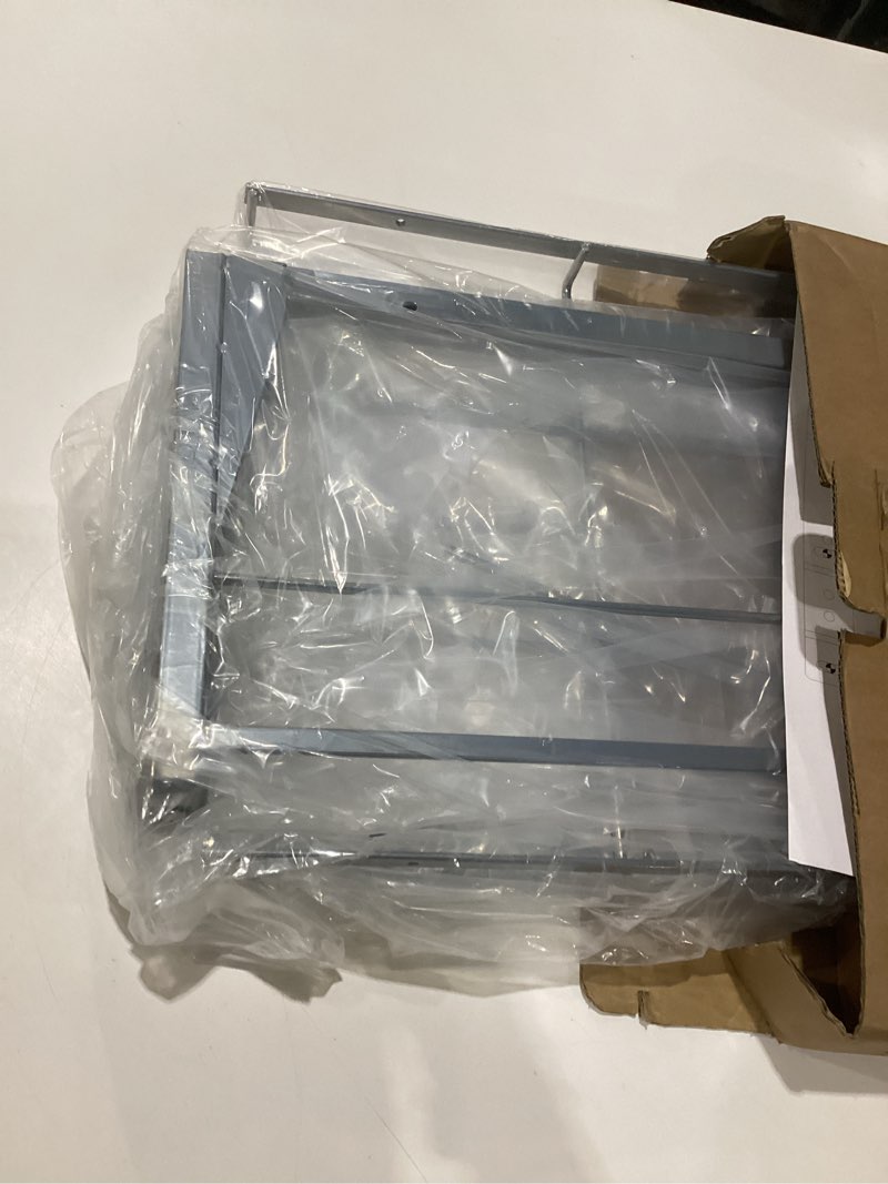 Condition photo showing As Is for insputer dual pull out trash can under cabinet with soft-close slides, heavy duty under sink trash can kit for kitchen sink, laundry, garbage can not included, requires 17" w x 24" d cabinets double silver