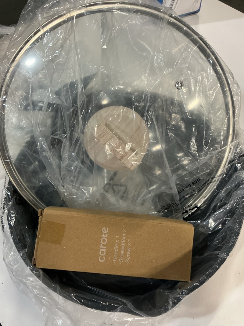 Condition photo showing Good Condition for carote 12 inch nonstick deep frying pan with lid, 5.5 qt jumbo cooker saute pan with pour spout, skillet induction cookware, non stick cooking pan pfoa free, classic granite classic granite 12"