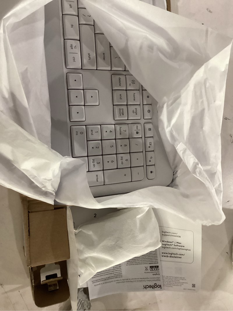 Condition photo showing New/Like New for logitech signature mk650 combo for business keyboard and mouse - off-white | logi bolt, bluetooth, smartwheel, for business, globally certified, windows/mac/chrome/linux combo w. small mouse off white