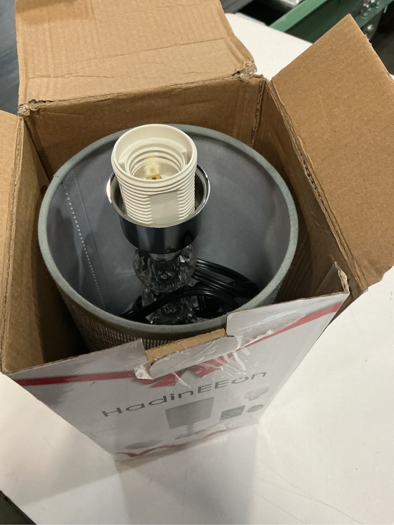 Condition photo showing As Is for crystal table lamp 17.9", 3-way dimmable with touch control, bulb included, usb charging port, ac outlet – suitable for living room, bedroom, study - lighting