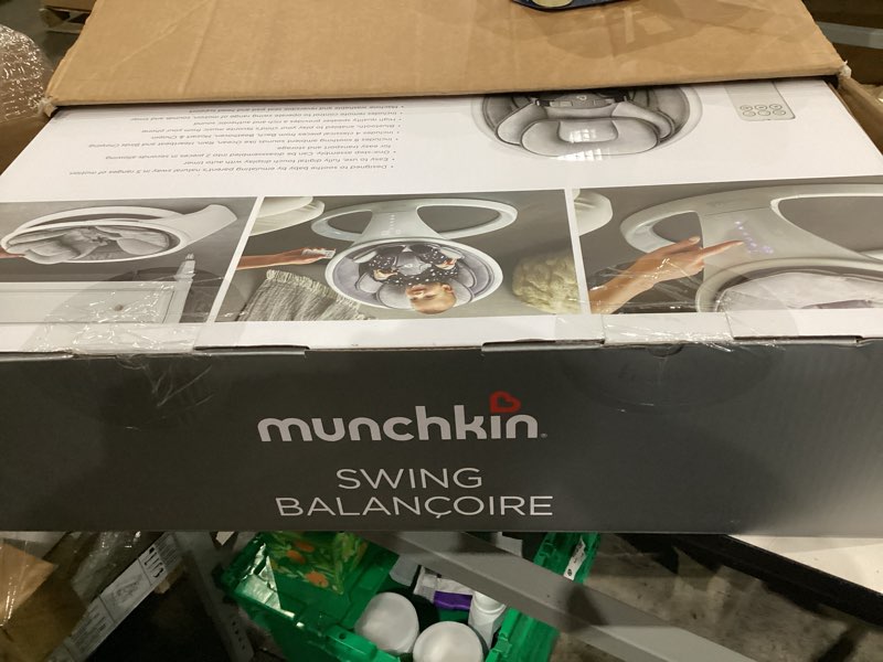 Condition photo showing Good Condition for munchkin electric baby swing, portable and lightweight, bluetooth enabled infant rocker with natural sway in 5 ranges of motion, newborn nursery essentials, white/grey