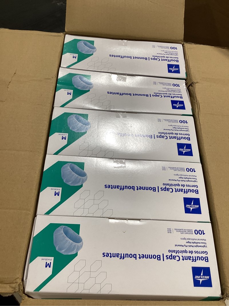 Condition photo showing Good Condition for medline pro series lightweight bouffant caps, blue, 21 inch, double-stitched elastic band, case of 500 21"(medium) pack of 500