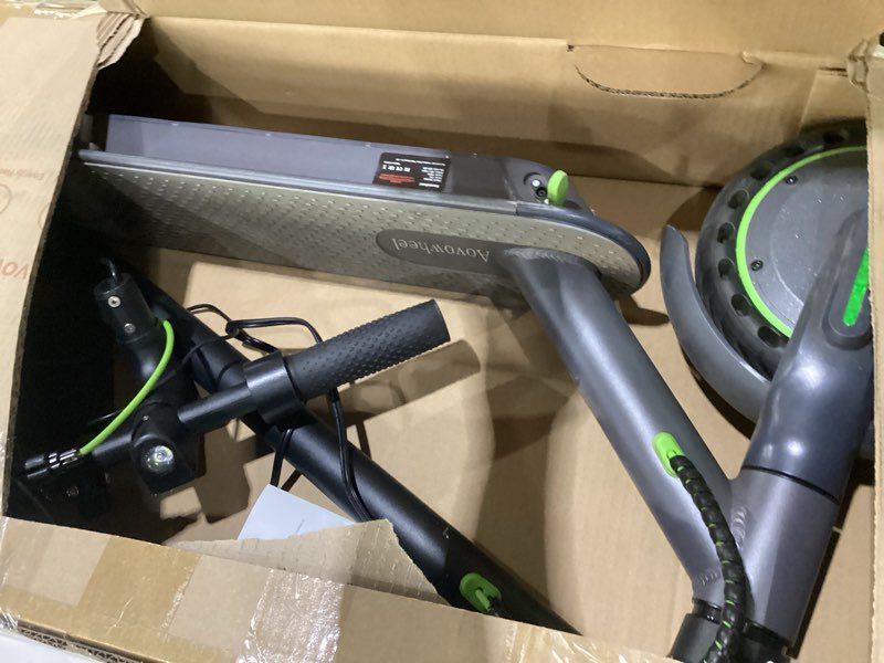 Condition photo showing As Is for aovowheel electric scooter for adults, folding e scooter with 250w-500w motor 16-24 mph top speed, max 15-60miles long range,commuting scooters with 6.5''/8.5''/10''/14'' tires, dual brakes green-gray