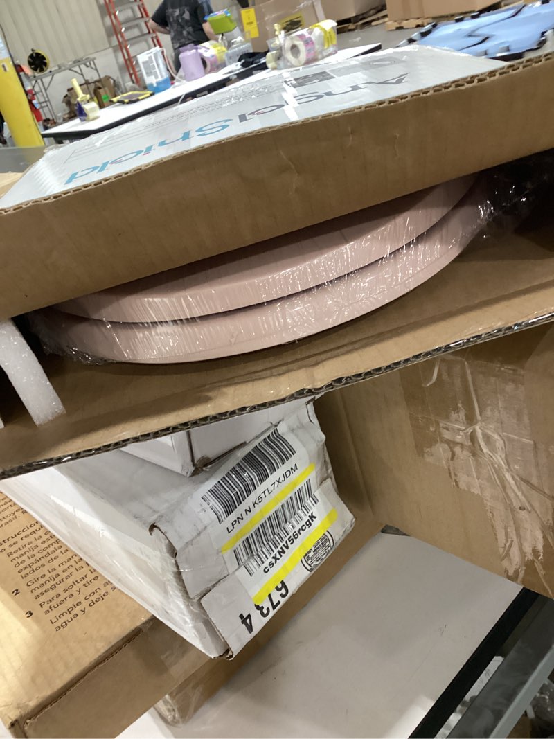 Condition photo showing New/Like New for pink round toilet seat natural wood toilet seat with zinc alloy hinges, easy to install also easy to clean, scratch resistant toilet seat by angol shiold (round, pink) round pink