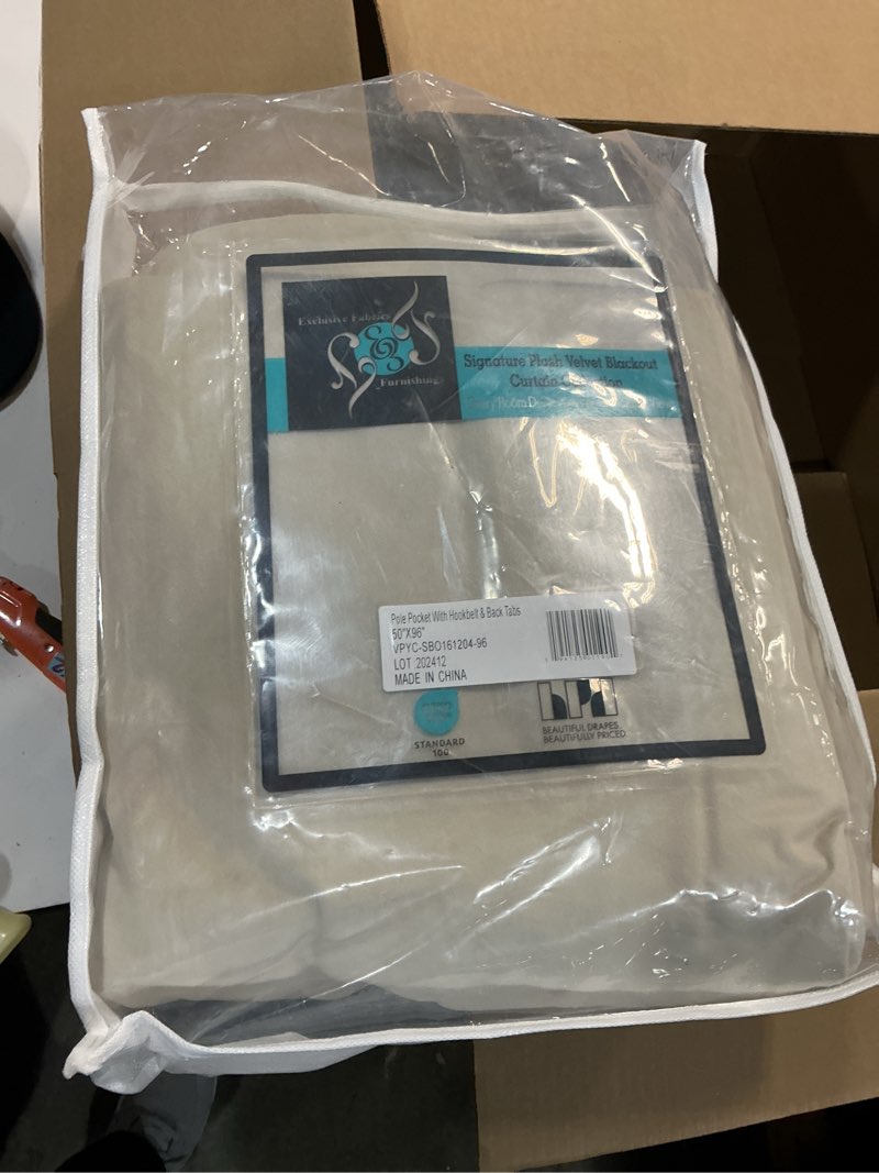 Condition photo showing Good Condition for HPD Half Price Drapes Signature Plush Velvet Blackout Curtains for Bedroom (1 Panel), 50W X 96L Hotel Black Out Curtains for Living Room, Thermal Insulated Blackout Curtains for Windows, Angora Beige Angora Beige 50"W x 96"L (Pack of 1)