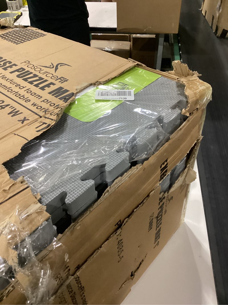 Condition photo showing As Is for ProsourceFit Extra Thick Puzzle Exercise Mat 1", EVA Foam Interlocking Tiles for Protective, Cushioned Workout Flooring for Home and Gym Equipment, Grey 3-pack Grey - 1 Inch - 72 Sq Ft - 18 Tiles 24" x 24" x 1"