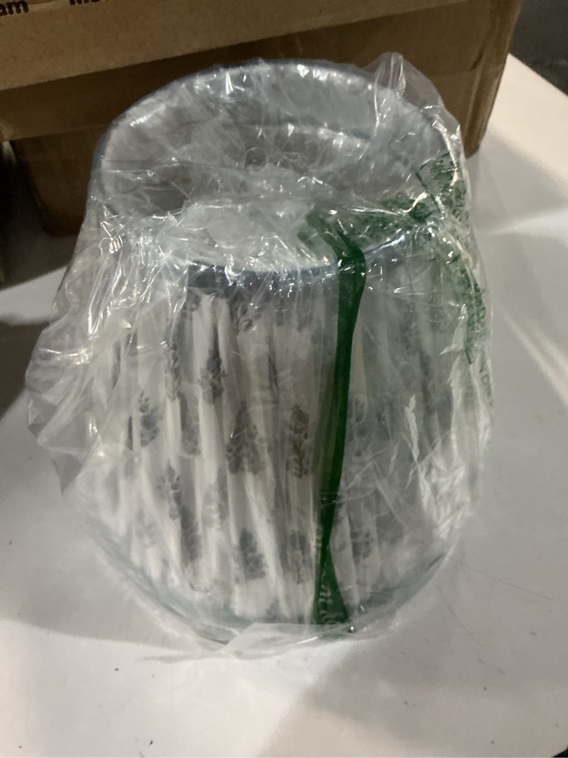 Condition photo showing Good Condition for lamp shades set of 2, 5" top x 9" bottom x 7" slant chandelier shades gingham ruffle scallop lampshades for vintage farmhouse cottagecore table bedroom home decor (green floral)