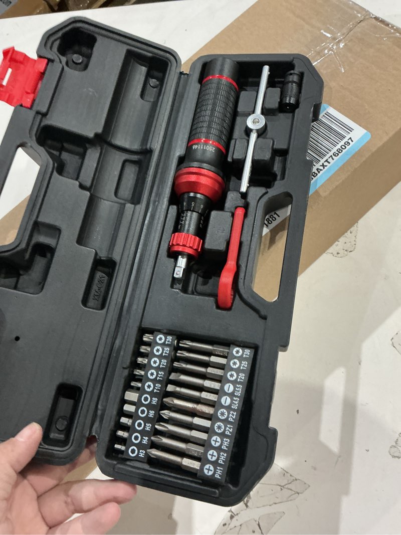 Condition photo showing Good Condition for vanpo torque screwdriver set, in-lb 1/4\" inch pound torque wrench screwdriver kit with t-bar & s2 bits – precision tool for optics, electronics, smart locks & diy repair