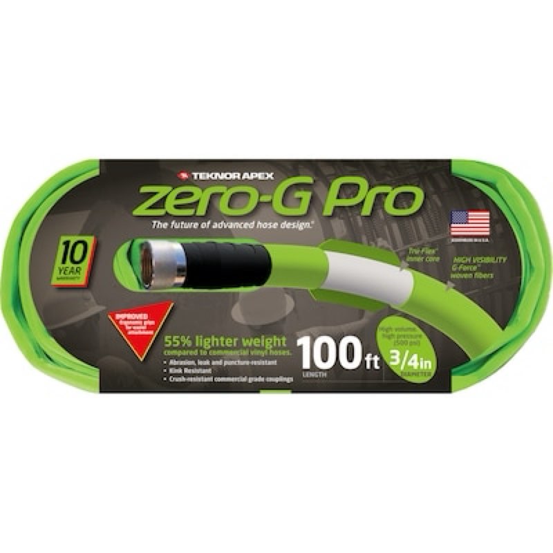 zero-g pro teknor apex 3/4-in x 100-ft contractor -duty kink free woven green coiled hose