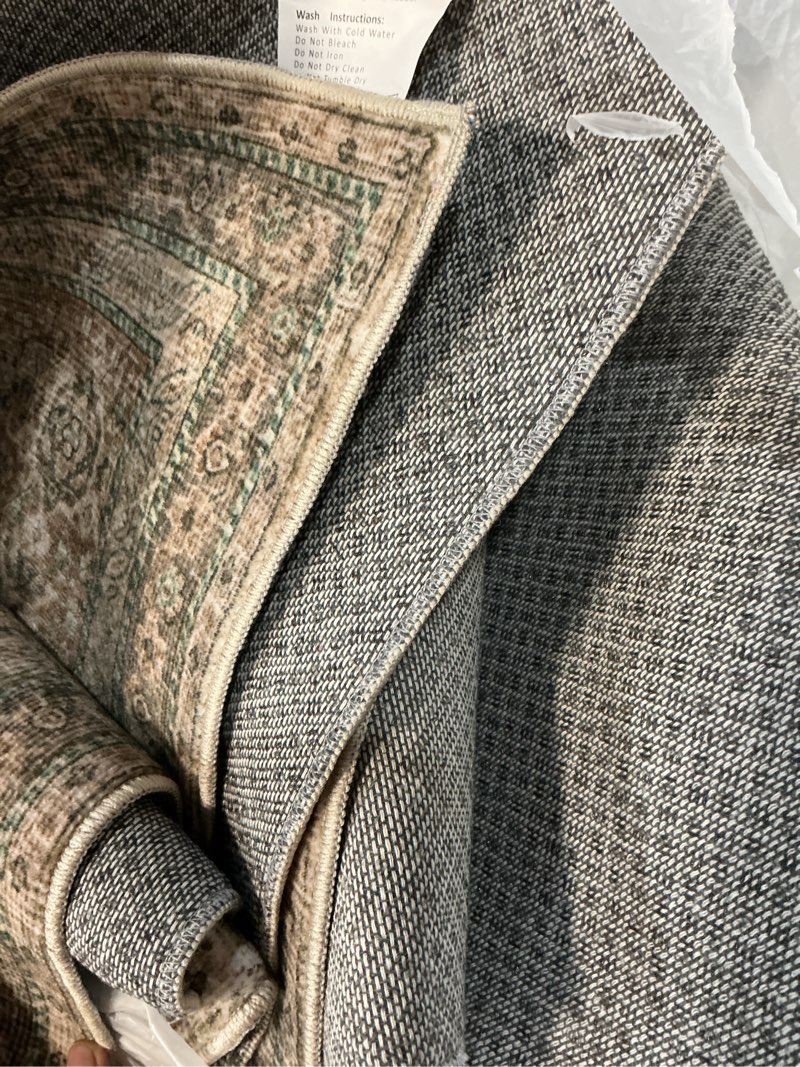 Condition photo showing Good Condition for washable area rugs for living room: 8x10 bedroom rug boho vintage rugs stain resistant non slip low pile lightweight soft carpets for dining room kitchen nursery kids room farmhouse living room 8' x 10' (rectangular) vintage brown