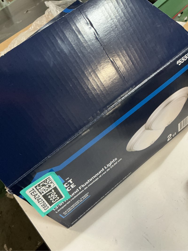 Condition photo showing As Is for Project Source 13-in W Satin Nickel Ceiling Flush Mount Lights 2-Pack