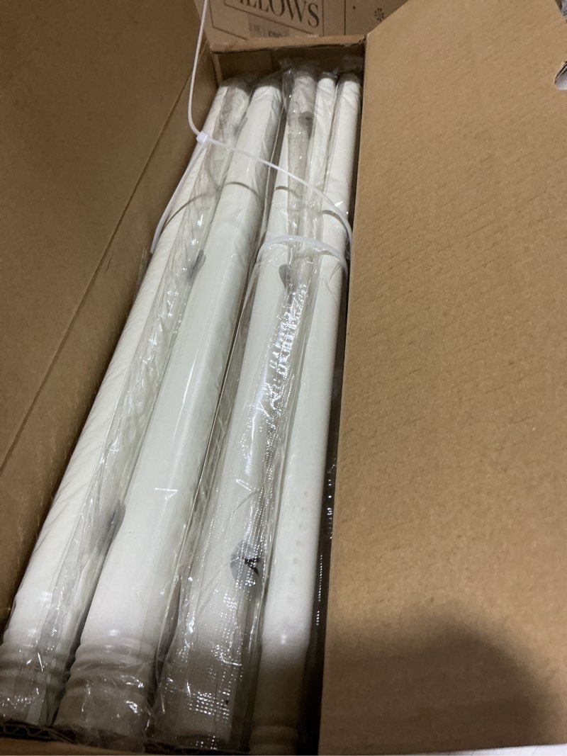 Condition photo showing Good Condition for white double curtain rod 36 to 76 inch, decorative adjustable 1 inch heavy duty dual curtain rods for windows, boho rustic vintage double drapery pole with white finial white 36"-76"