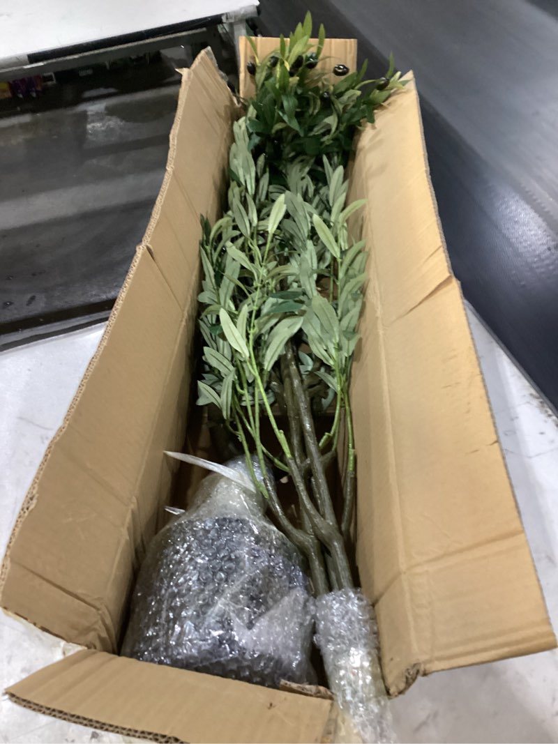 Condition photo showing New/Like New for Faux Olive Tree 5.5ft(66in) Tall Artificial Plant Indoor Decor Large Realistic Potted Fake Modern Greenery with Natural Wood Branches and Green Leaves for Home Living Room,Bedroom,Office Decor. Olive Tree(1) 5.5ft