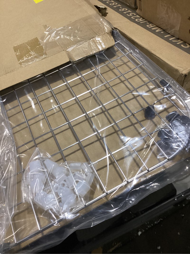 Condition photo showing As Is for serene valley sink protector grid 26-1/16" x 14-1/16", centered drain with corner radius 3-1/2", 304 stainless steel material nlw2614c