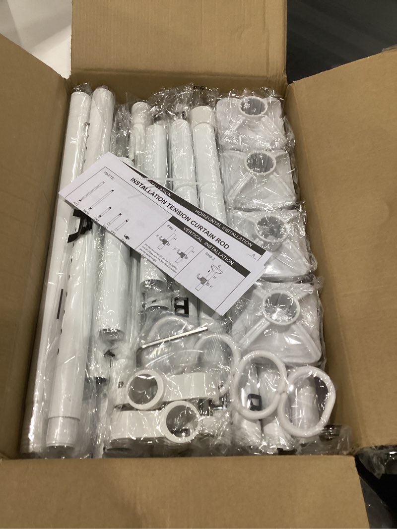 Condition photo showing New/Like New for room divider curtain rod, no drilling room separator for space partition adjustable 4-10ft(h) 28-70inch(w) heavy duty temporary wall divider floor to ceiling tension rod, white