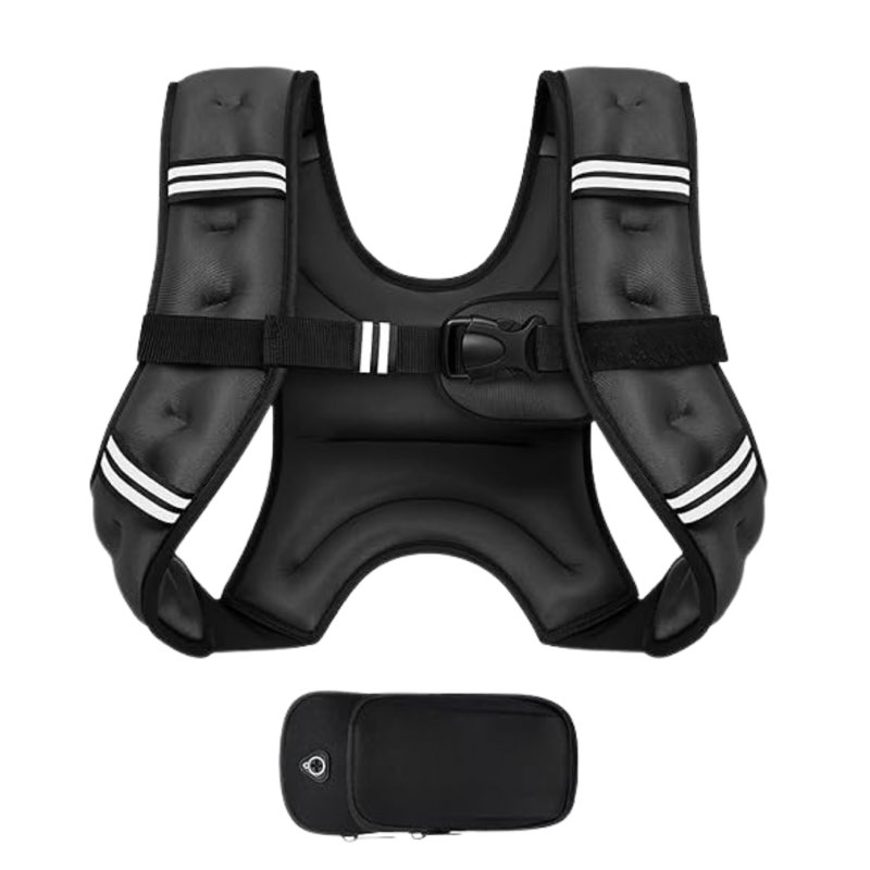 Adjustable Weighted Training Vest with Reflective Straps and Detachable Pouch
