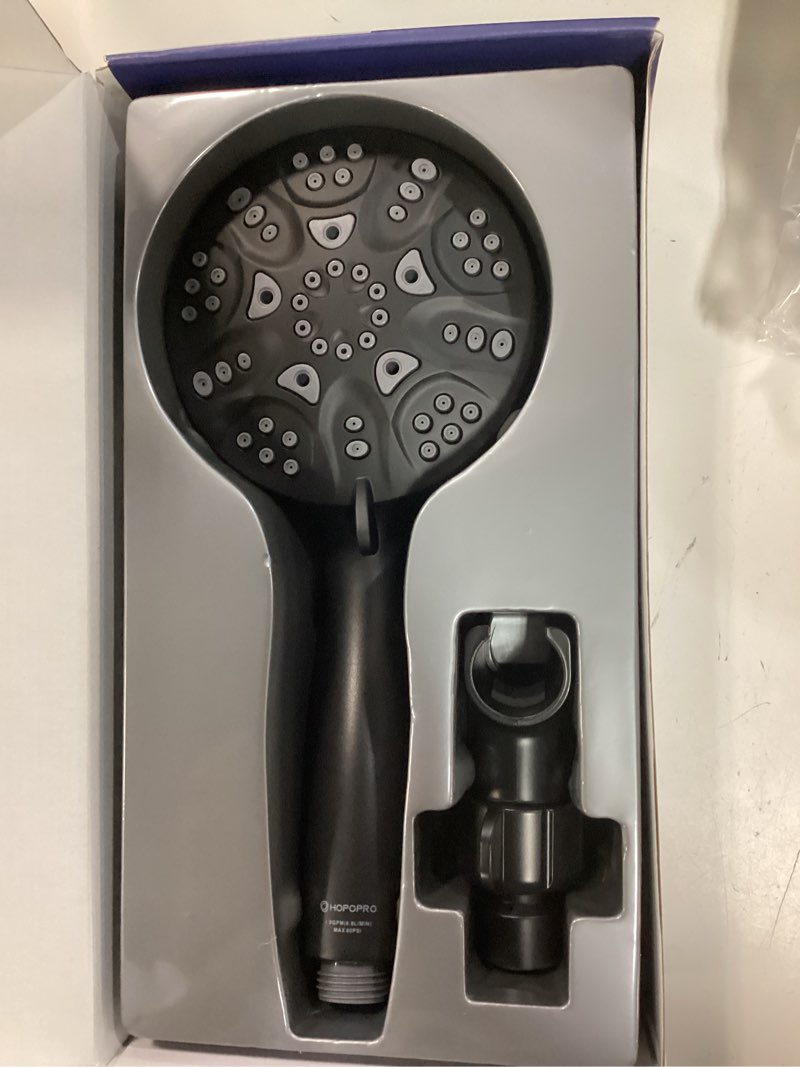 Condition photo showing Good Condition for 6-mode high pressure handheld shower head set, consumer reports recommended hopopro high flow hand held showerhead with 59 inch hose bracket teflon tape rubber washers 6 modes matte black