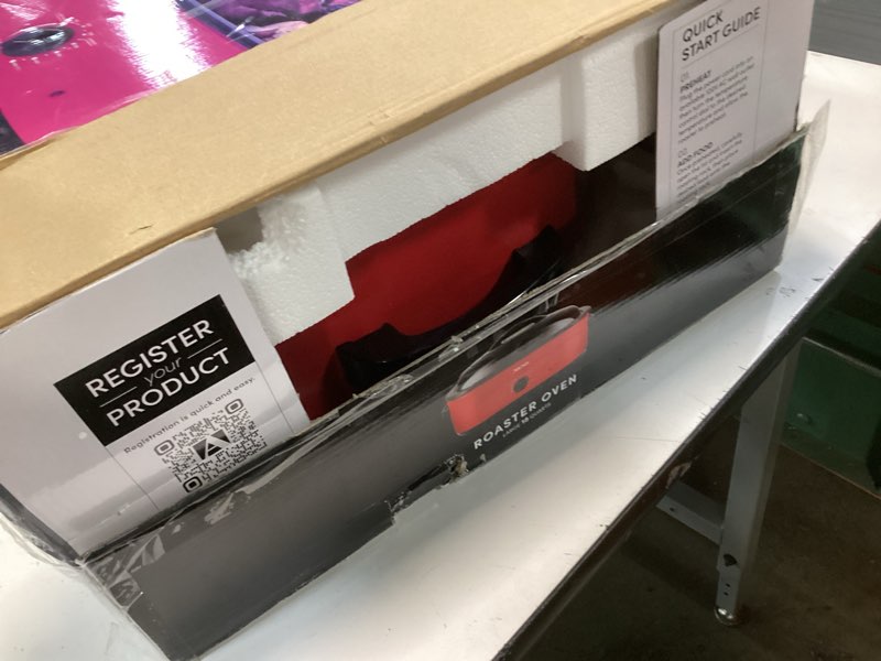 Condition photo showing New/Like New for AROMA 18Qt. Roaster Oven with Self-Basting Lid, Fits 22-lb. Turkey, Adjustable Temperature Settings, Keep Warm Setting, Red (ART-718R)