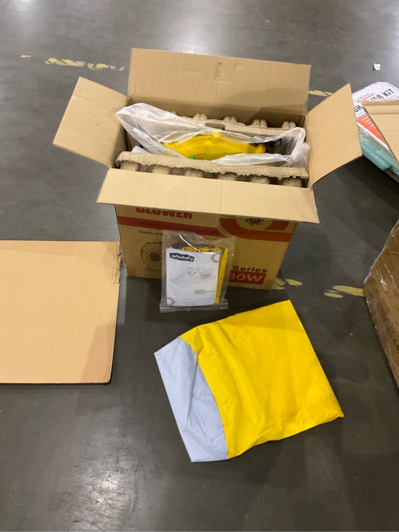 Condition photo showing As Is for whubefy bounce house for big kids 8-12, 18 x 8.2ft kids 3-6 inflatable obstacle course w/dual tunnels, large slide, climbing, obstacles and bounce area castle for birthday party, fun racing game