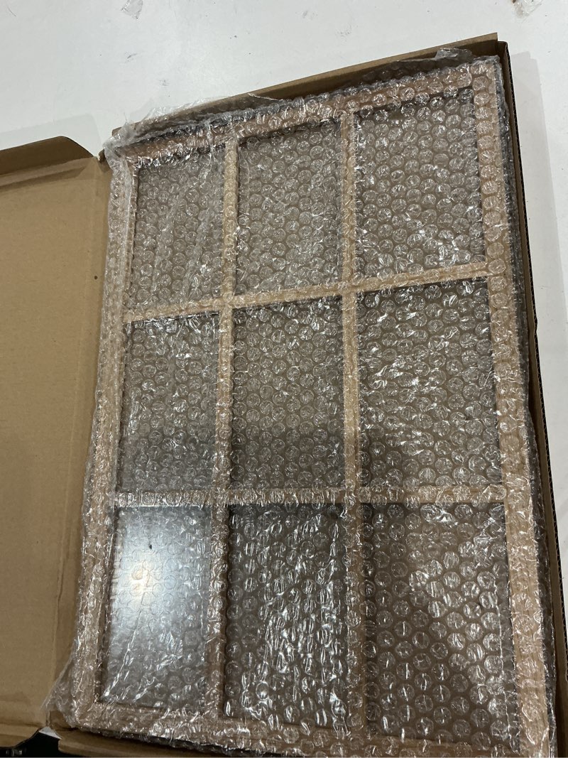 Condition photo showing Good Condition for 4x6 oak wood picture frames collage wall decor natural woodgrain, solid oak wooden family photo collage frame 9 openings, glass front, wall hanging display 9 4x6 pictures woodgrain 11.5x17.5-9 openings