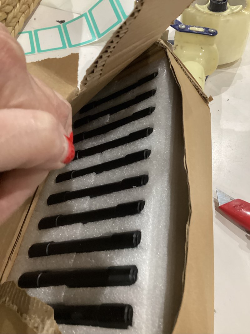 Condition photo showing As Is for khtumeware Matte Black Cabinet Pulls - Center to Center 3" (Approx. 76MM) - Pack of 6 - Kitchen Handles for Cabinets Cupboard Handles Drawer Pulls 3"(76mm) Hole Center Matte Black 6