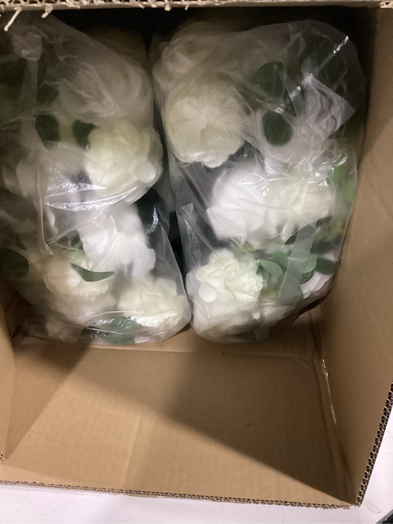 Condition photo showing Good Condition for NUPTIO Flower Balls for Wedding Centerpieces - 2 Pcs 16 inch Diameter Fake Flower Ball Arrangement Bouquet Party Centerpieces for Tables - White Rose Bouquet Centerpiece Flowers for Wedding Table 17.7" Diam - 2 PCS White