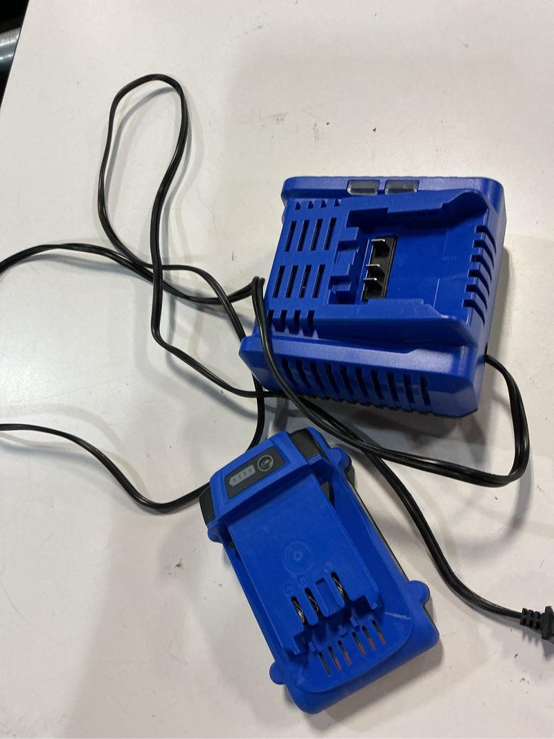 Condition photo showing As Is for kobalt 24 -volt 1 -pack battery and charger ( 1ah lithium-ion )