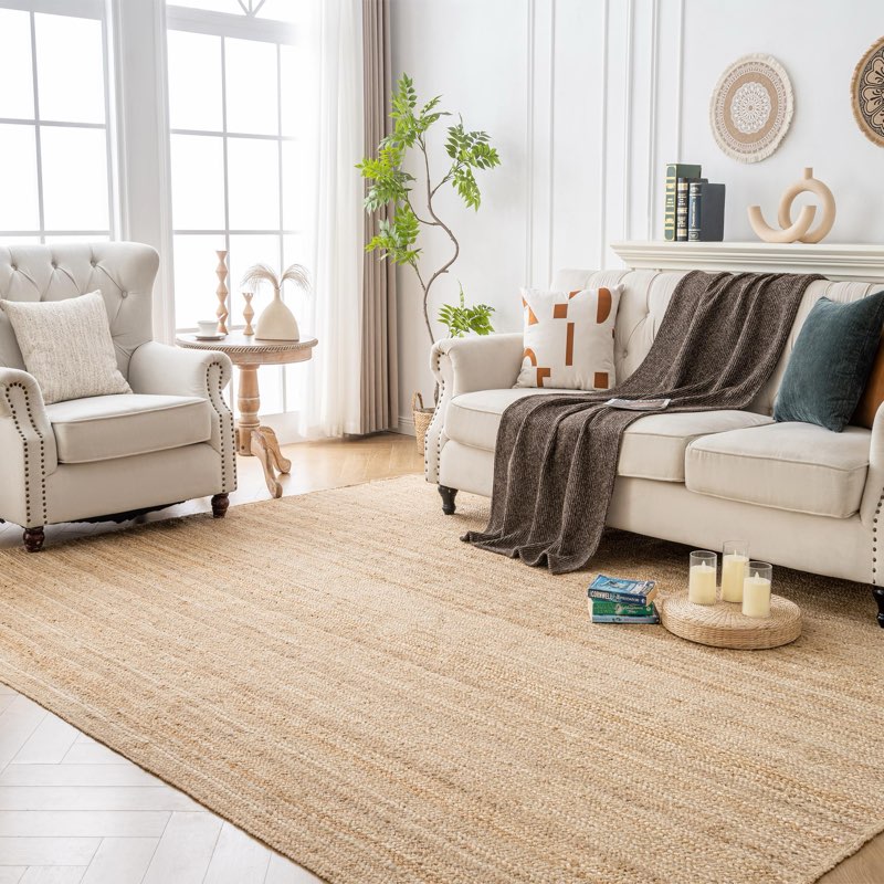 Shatex 6x9 Feet Chunky Jute Rug for High Traffic Areas, Burlap Rugs for Living Room, Bedroom, Dinnin