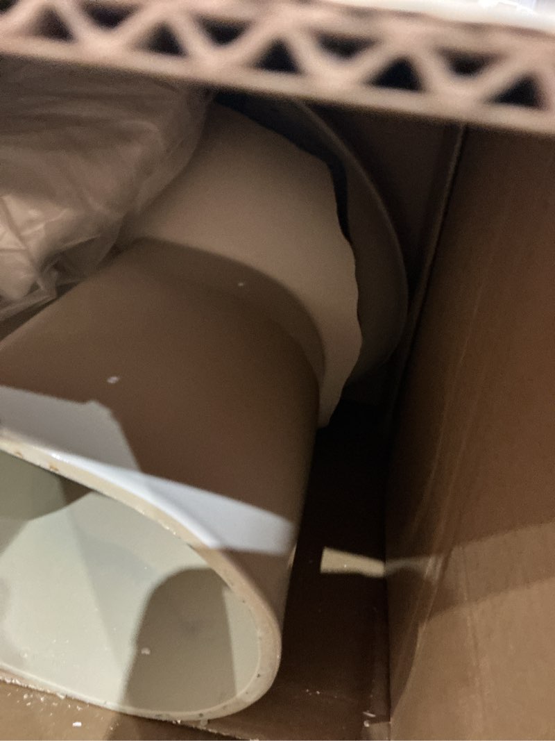 Condition photo showing As Is for maxwell choice 12 in. rough-in 2-piece 1.28 gpf single flush elongated chair height toilet in white with soft close seat