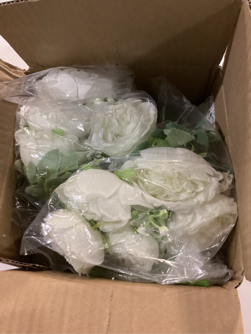 Condition photo showing New/Like New for MARTINE MALL 4 Packs Peonies Artificial Flowers, White Artificial Peonies, Silk Peonies Flowers Fake Peonies Artificial Flowers Peonies Bouquet for Centerpiece Table Wedding Party Home Decor 4PCS White