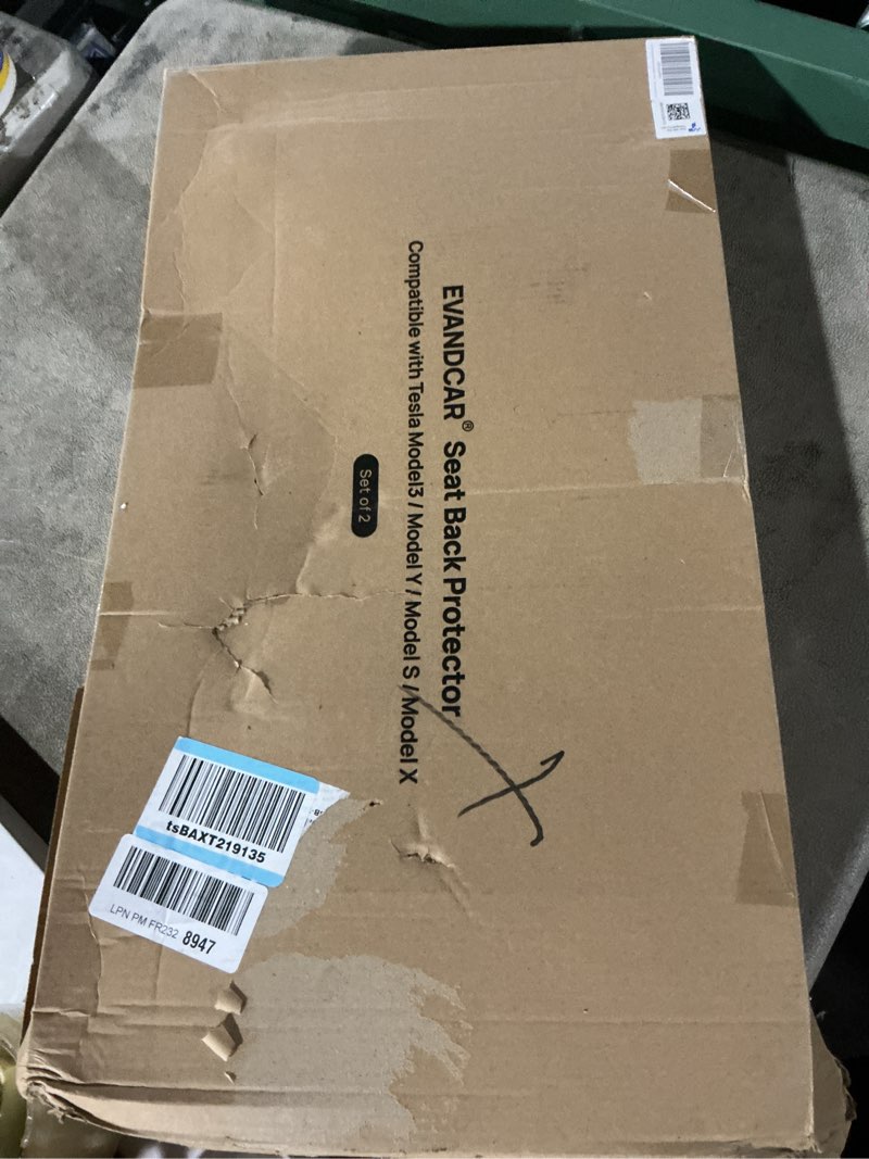 Condition photo showing Good Condition for Leather Seat Back Protector Designed for Tesla Model Y Model 3 Model S/X Accessories(Includes 2025 New Model Y & 2024-2025 Model 3 Highland), Wear-Resistant Kick Mats with Organizer Pocket, Set of 2 Black