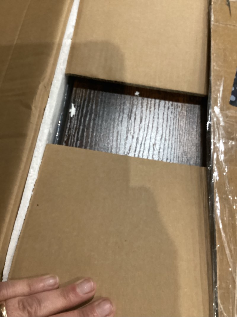 Condition photo showing As Is for 1 Drawer File Cabinet, Vertical Filing Cabinets for Home Office, Drawer with Adjustable Hanging Rail, A4/Letter Size Hanging File Folders, Open Shelf, Mobile Under Desk Storage, Rustic Brown 1 Drawers File Cabinet