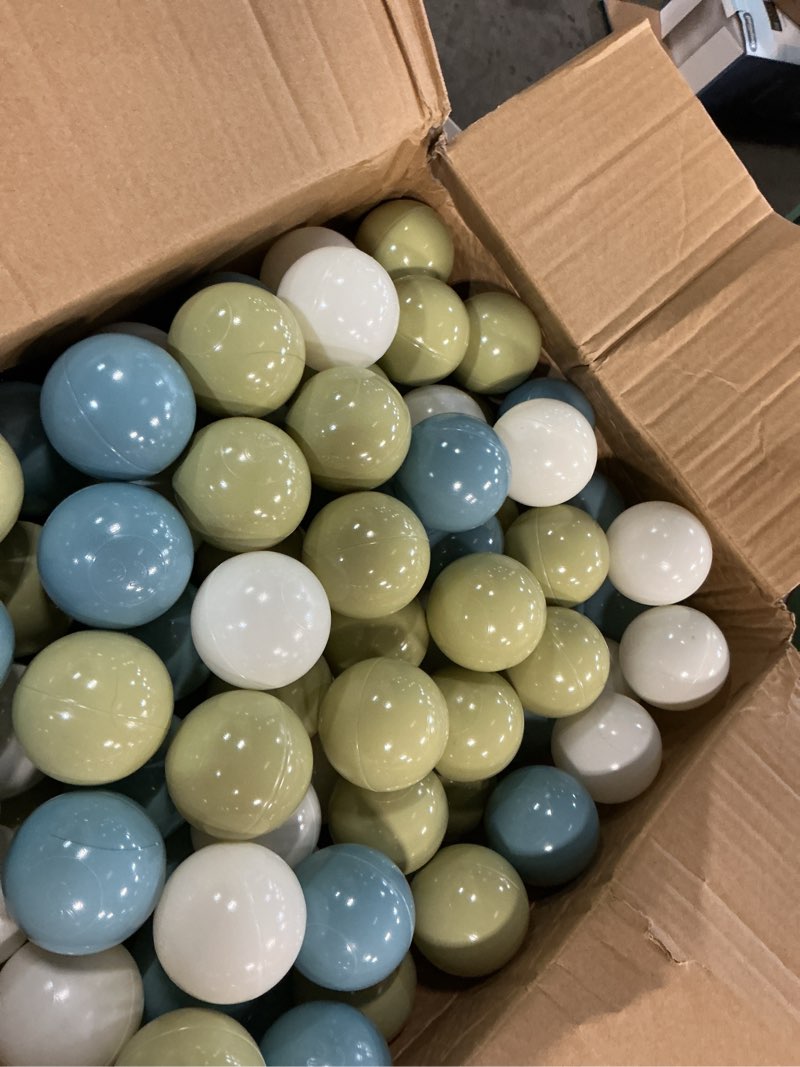 Condition photo showing Good Condition for gogoso ball pit balls - 2.15inch plasticsball for kids toddlers birthday gifts, summer vibrant colors visual stimulation xmas decor,100pcs creamy green+creamy blue+ soft white cream blue+creamy green +cream white b 100 balls
