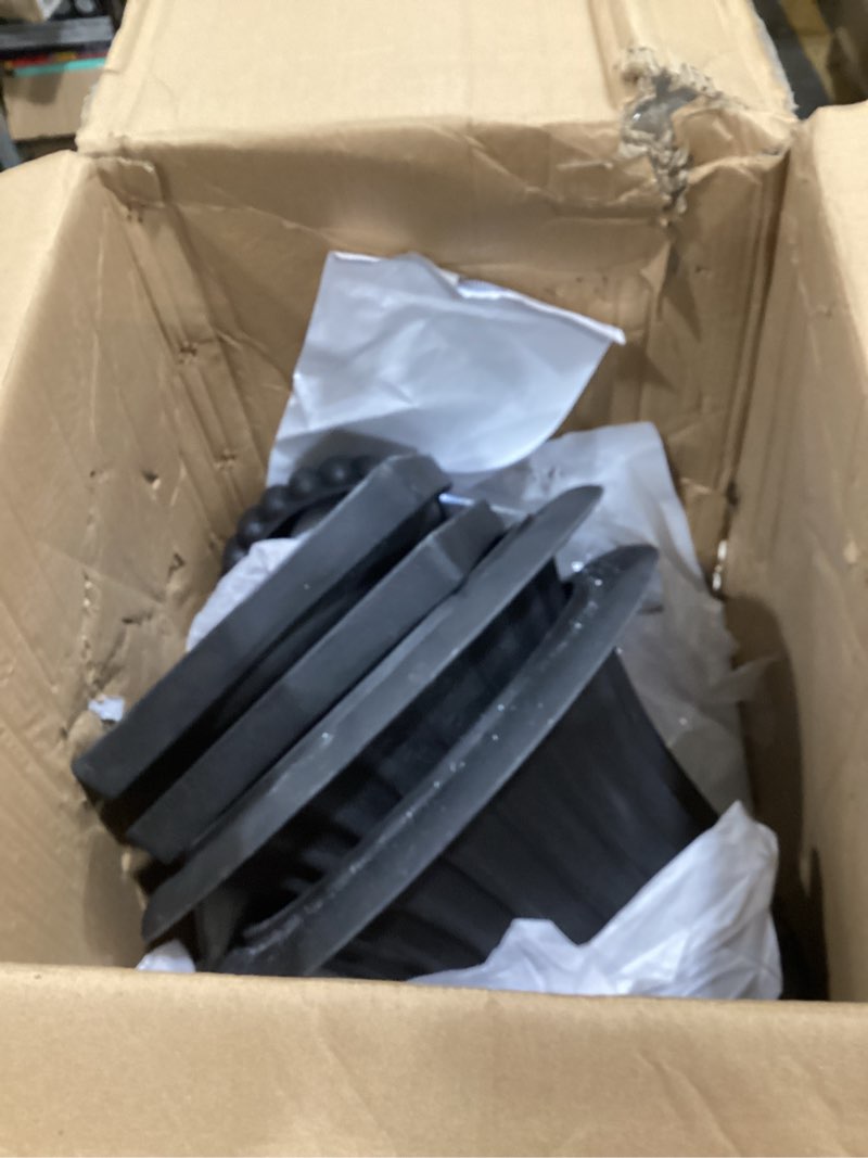 Condition photo showing Good Condition for Urn Planters 22", Set of 2, Tall Stone-Resin Pedestal Planters for Outdoor Plants, Large Front Porch Decor, Patio Garden Pots, Outdoor Urns for Entryway, Porch & Deck, Black Plant Pot