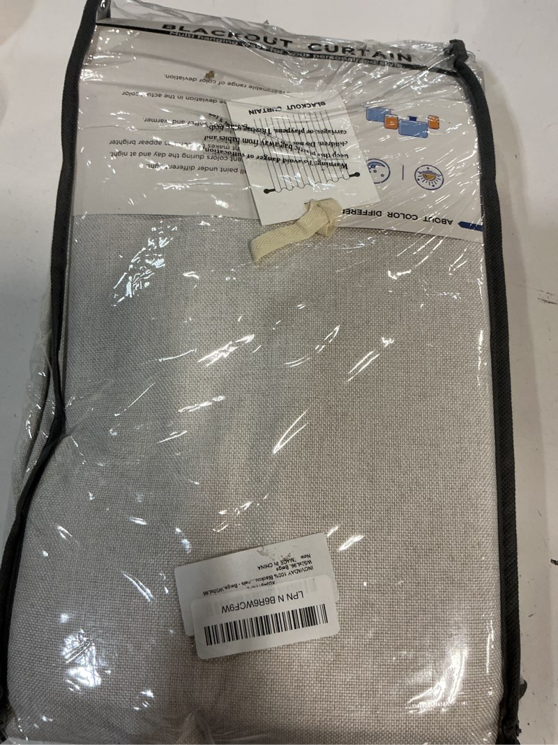 Condition photo showing New/Like New for inovaday 100% blackout curtains for bedroom, black out curtains 96 inch long, clip rings linen blackout drapes, thermal insulated room darkening for living room, 2 panels - beige,w50xl96 beige 50"w x 96"l (pack of 2)