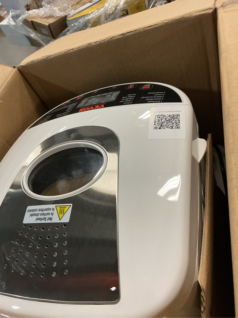 Condition photo showing New/Like New for vevor bread maker, 19-in-1 2lb dough machine, nonstick ceramic pan automatic breadmaker with gluten free setting, whole wheat bread making, digital, programmable, 3 loaf sizes, 3 crust colors, white