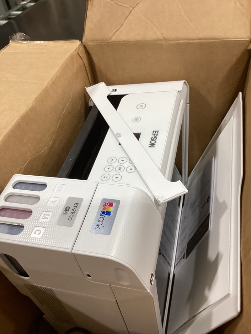 Condition photo showing As Is for Epson EcoTank ET-2800 Wireless Color All-in-One Cartridge-Free Supertank Printer with Scan and Copy â€“ The Ideal Basic Home Printer - White, Medium White ET-2800-W Printer